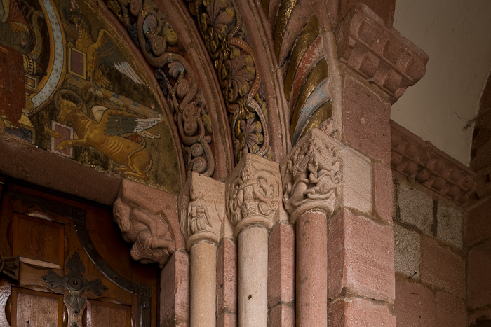 Detail of west portal, Église Sainte Foy, Sélestat (Bas-Rhin)  Photo by Dennis Aubrey